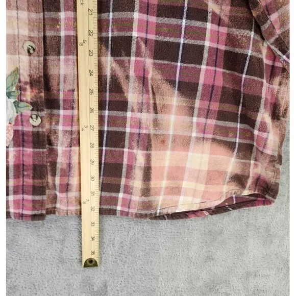 Mainstreet Blues Shirt Womens 3X Multicolor Bleached Flannel Patchwork Vintage - Picture 5 of 10